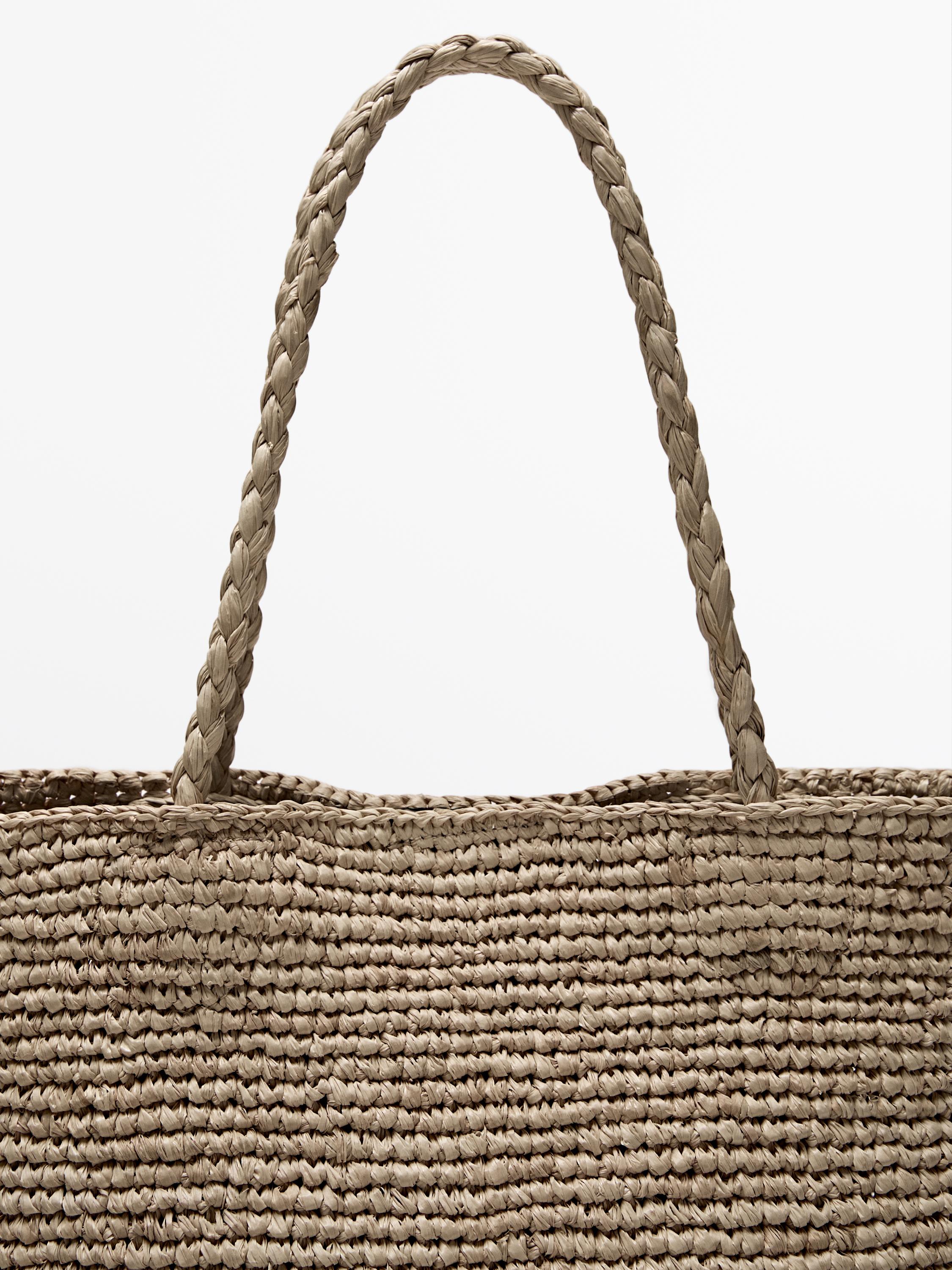 Natural raffia shopper bag
